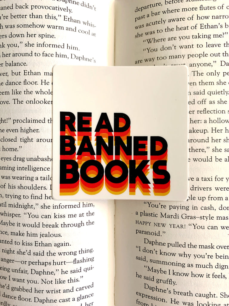 Download Read Banned Books Sticker Bookshelf Tees