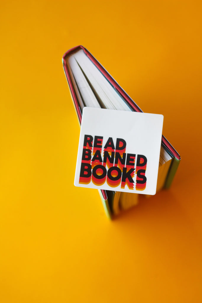 Download Read Banned Books Sticker Bookshelf Tees