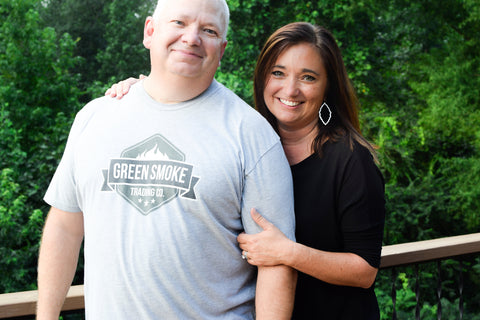 Tony and Laura of Green Smoke Trading - shirts for grillers, smokers and outdoor cooks