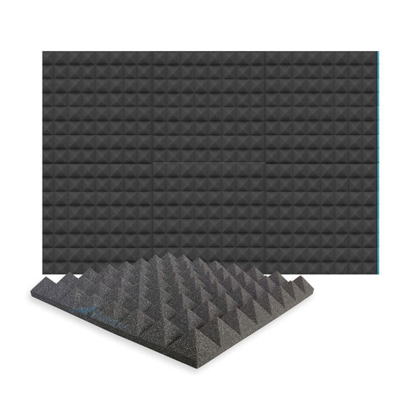 New 12 pcs Black and Red Bundle Pyramid Tiles Acoustic Panels Sound  Absorption Studio Soundproof Foam KK1034