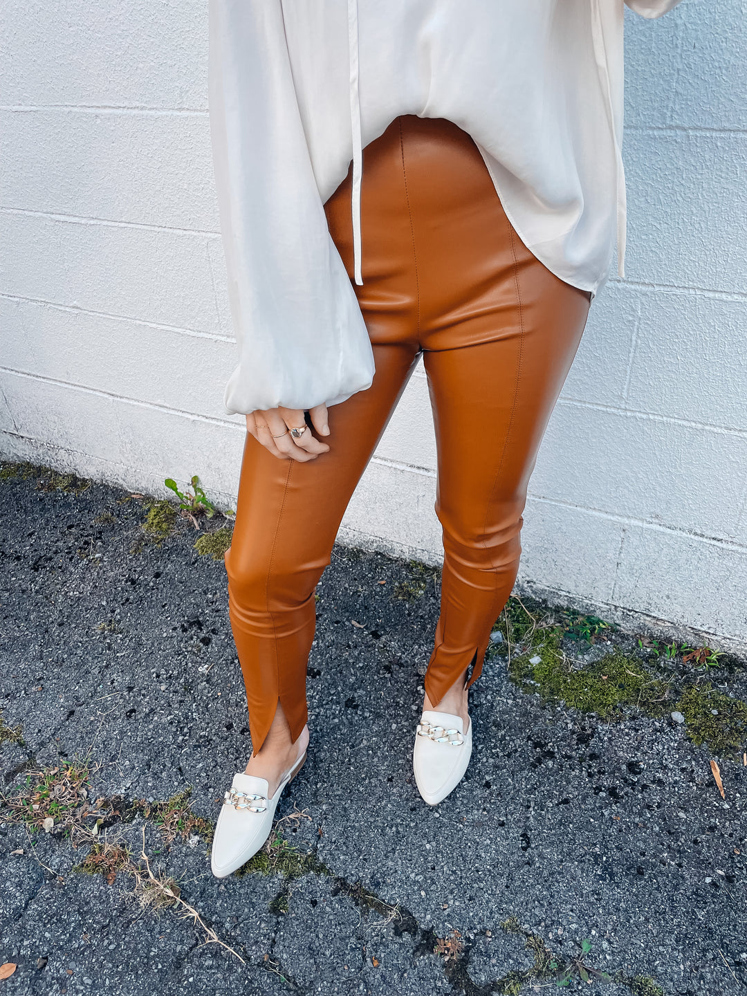 Spanx Leather-Like Front Slit Skinny - PapillonStyles