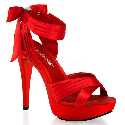 Platform Criss Cross Pleated Straps Close Back Sandal with Back Bow with Back Zip Closure