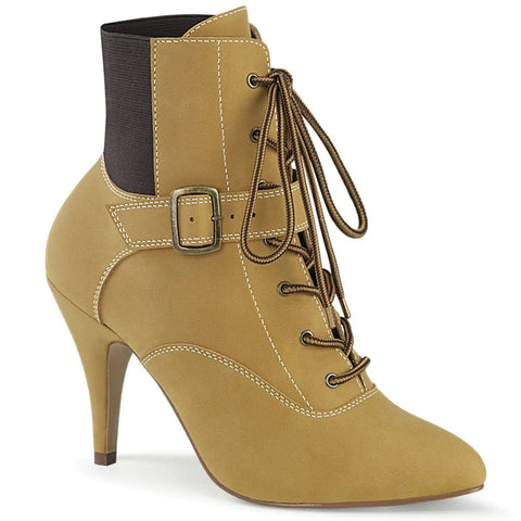 4" Heel Buckle Lace-Up Ankle Boot