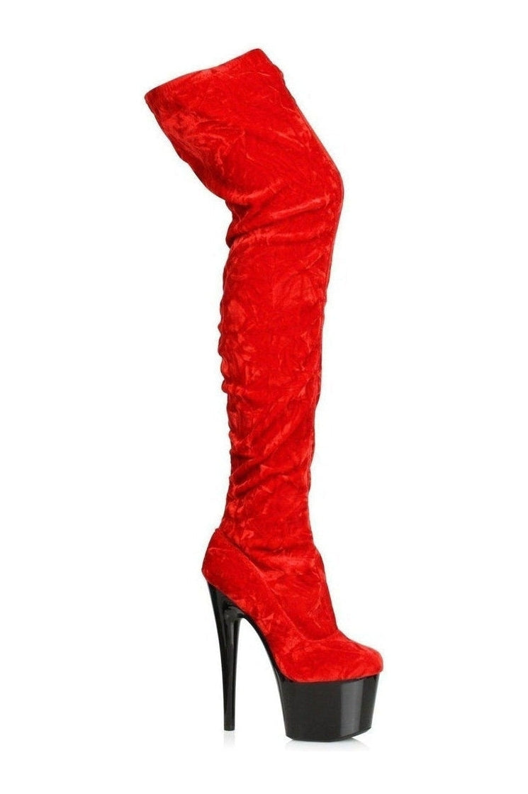 red velvet thigh high boots