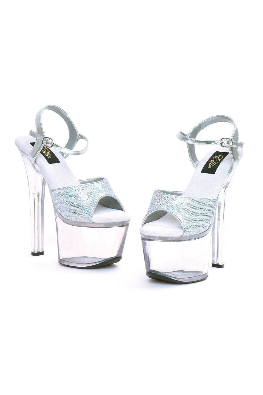 silver stripper heels