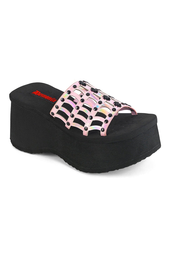 Black Chunky Foam Platform Flip Flops Thongs Sandals Punk Womans Shoes  Demonia