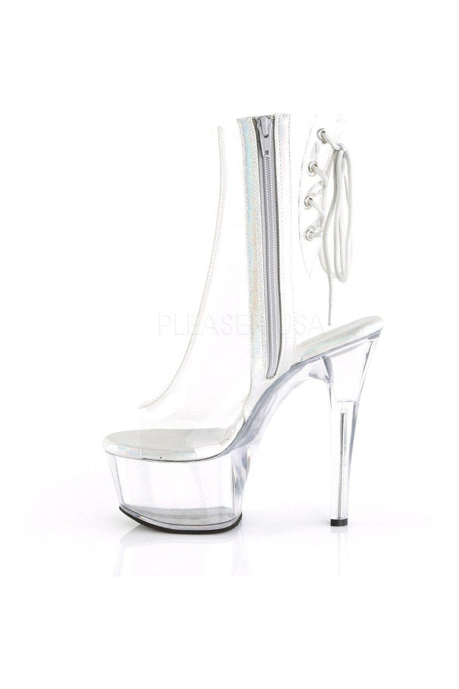 clear pleaser boots