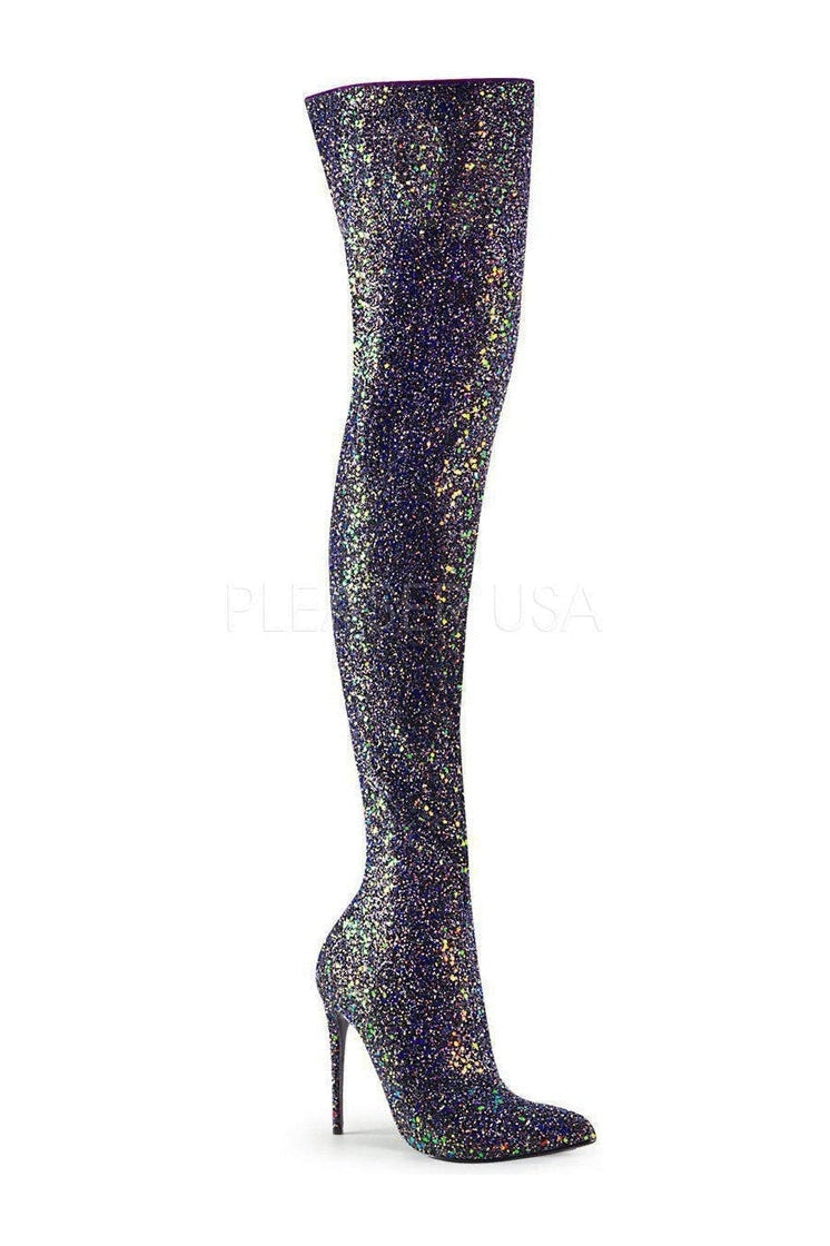 thigh high shimmer boots