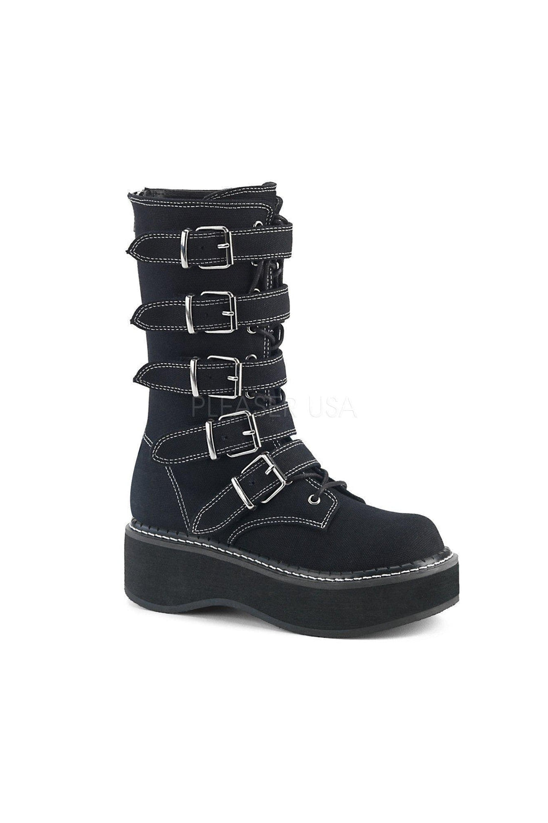 black canvas ankle boots