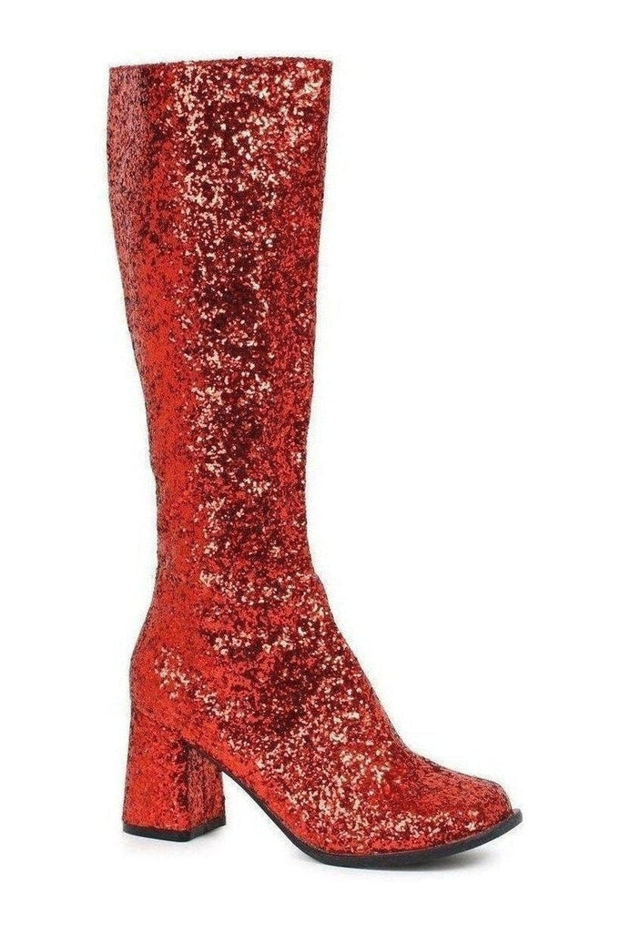 red glitter knee high boots