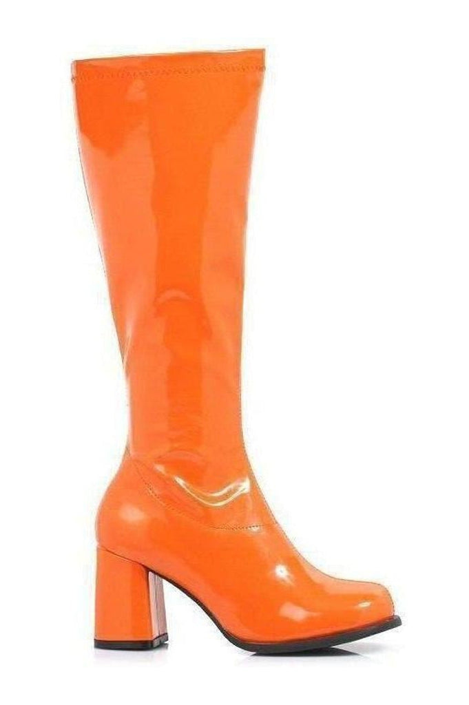 orange patent boots