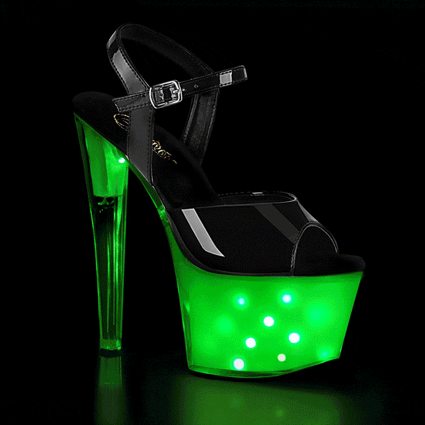 Pleaser Moon 708DIA | Clear - Black - AB Prism – Kinky-shoes