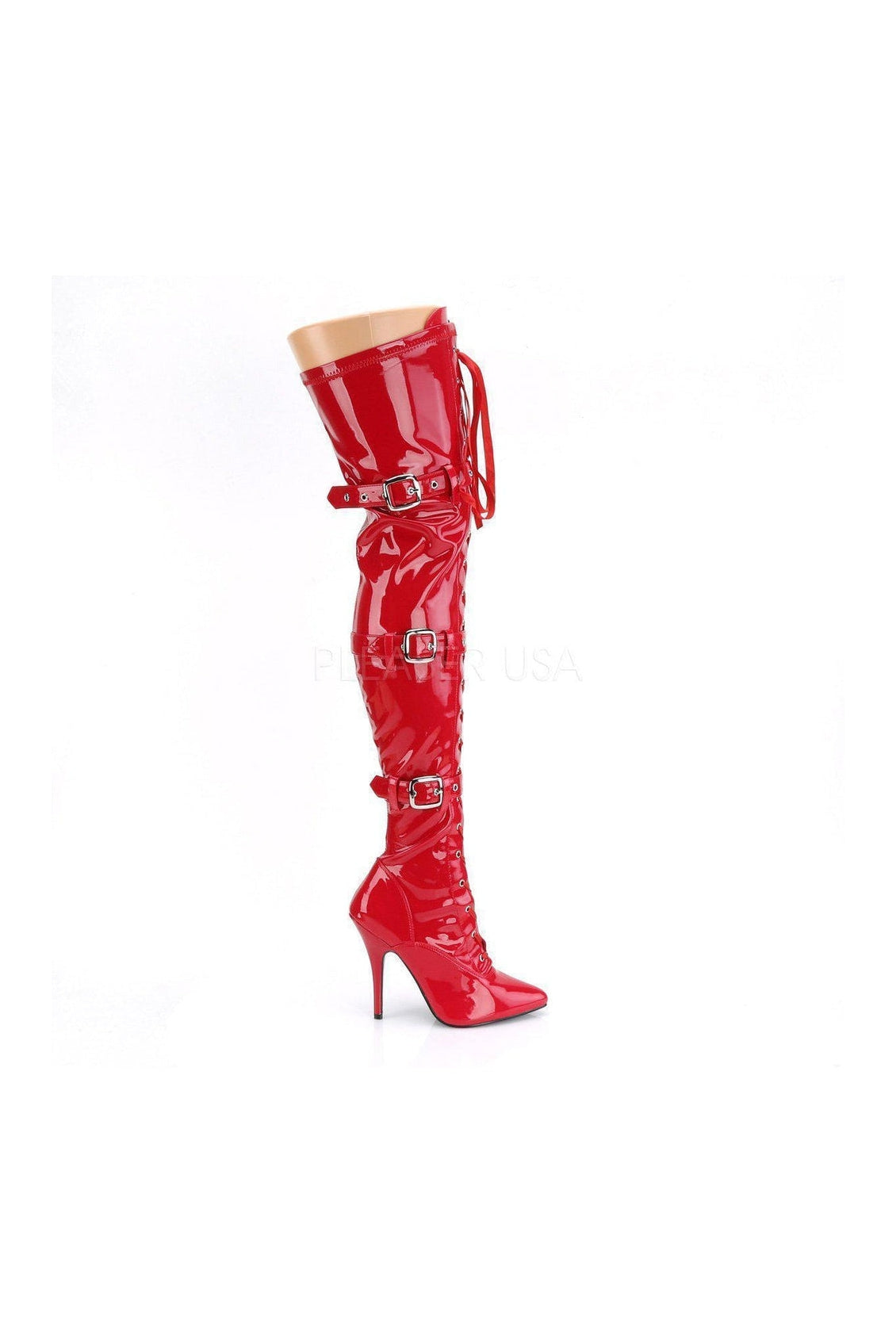 red vinyl boots