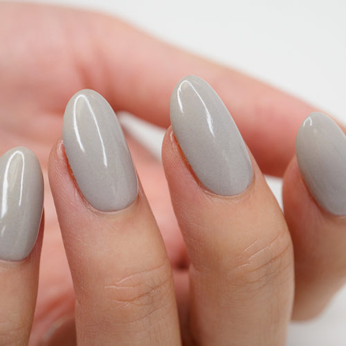 Glue on Press on Nails Short Rounded Square Light Gray - Etsy