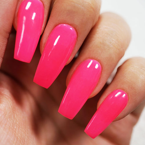 Neon Pink Flower Encapsulated Ombre Nails | The Nailest