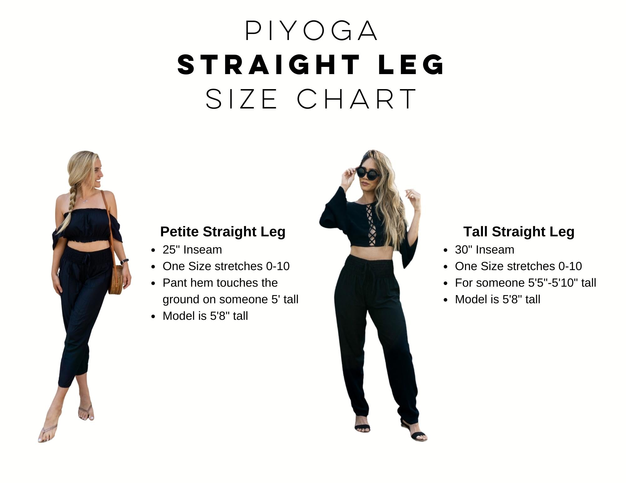 PIYOGA Straight Leg Size Chart