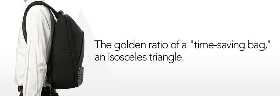 The golden ratio of a time-saving bag, an isosceles triangle.