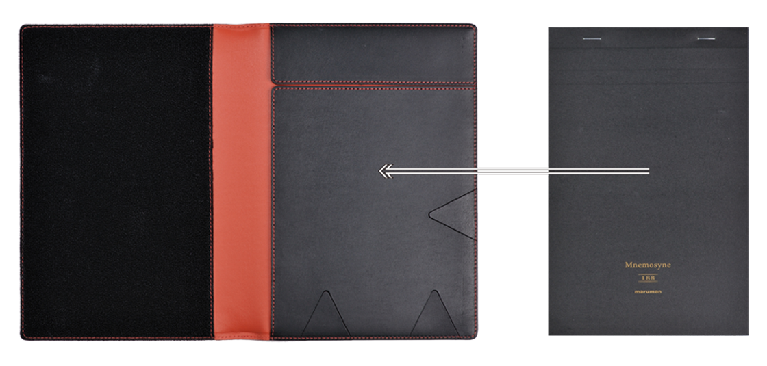 Holds a variety of A5 notebooks and notepads