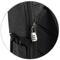 Double fasteners allow you to open from any point along zipper and can accommodate a lock