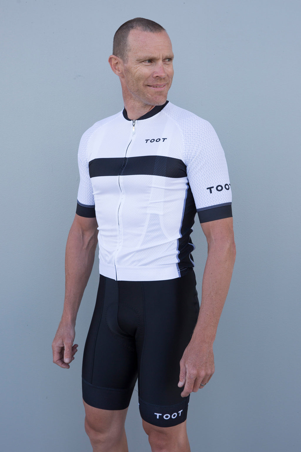 black white cycling jersey