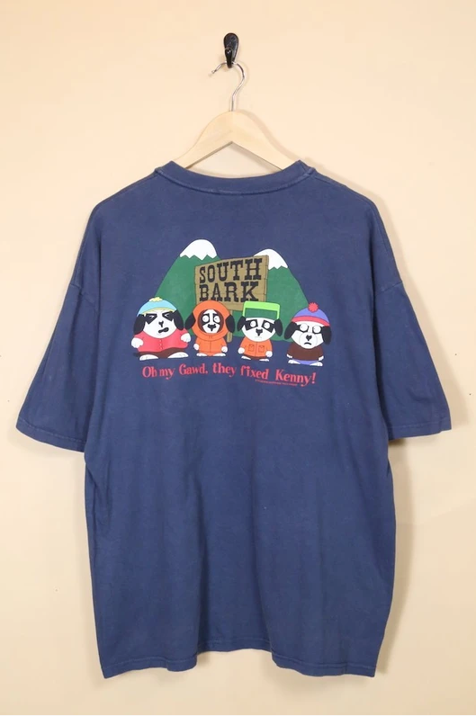 1990s Men's retro South Bark Graphic T-Shirt - Blue XL