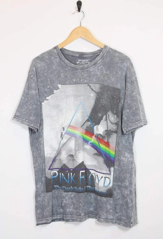 2000s Retro Pink Floyd Dark Side of The Moon Band T-Shirt - Grey XL