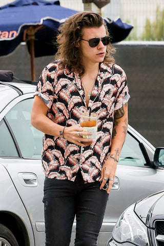 Harry Styles vintage Hawaiian shirt style