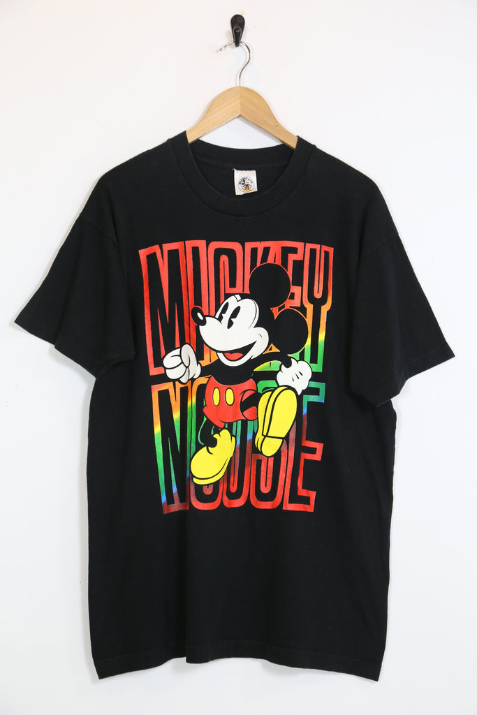 Vintage Men's Mickey Mouse Neon T-Shirt - Black M - DIS22