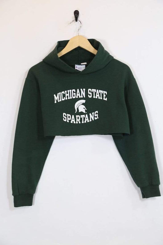 cropped green champion hoodie