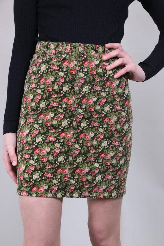 women's green corduroy skirt