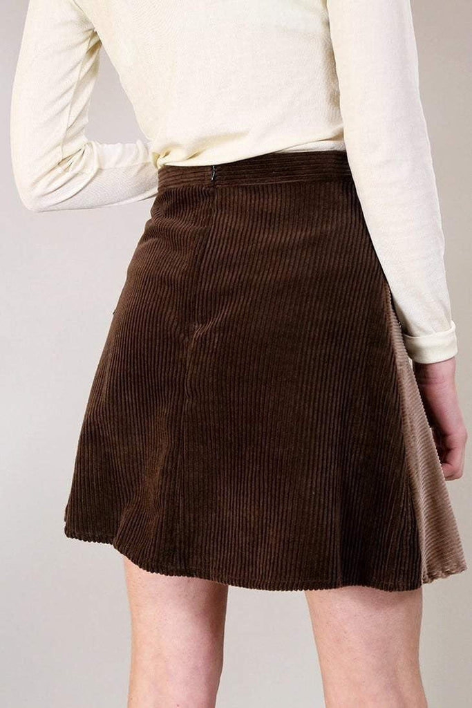 Reworked Corduroy Skirt - Brown XS