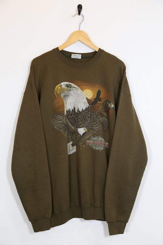 Vintage Men's Graphic Sweatshirt - Brown L - M839