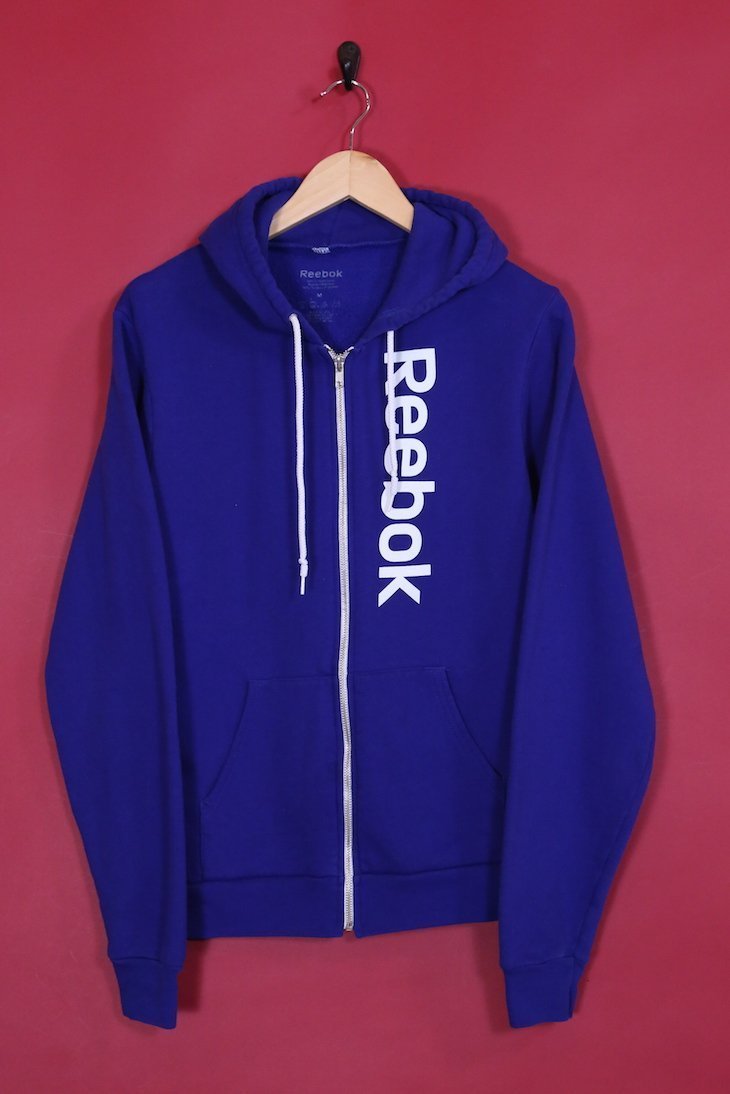 Vintage Women's Reebok Hoodie - Blue M 