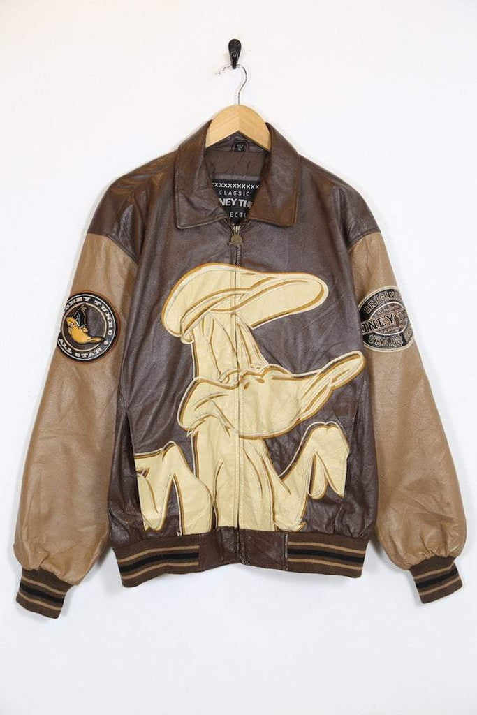 Vintage 1990s Men's Daffy Duck Leather Jacket - Brown XL - M636