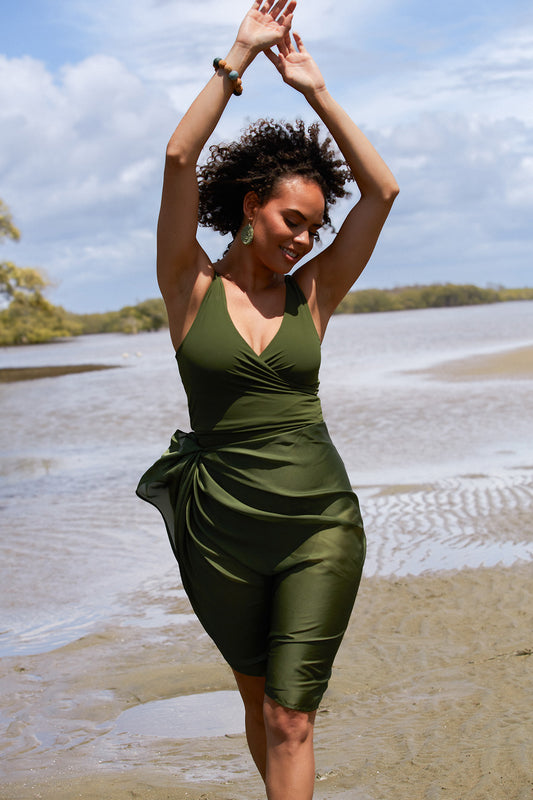 Mossman Sarong in Green, Beach Cover-up