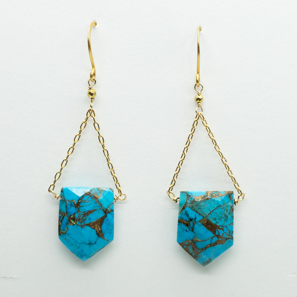 Blue Copper Turquoise Shard Earrings