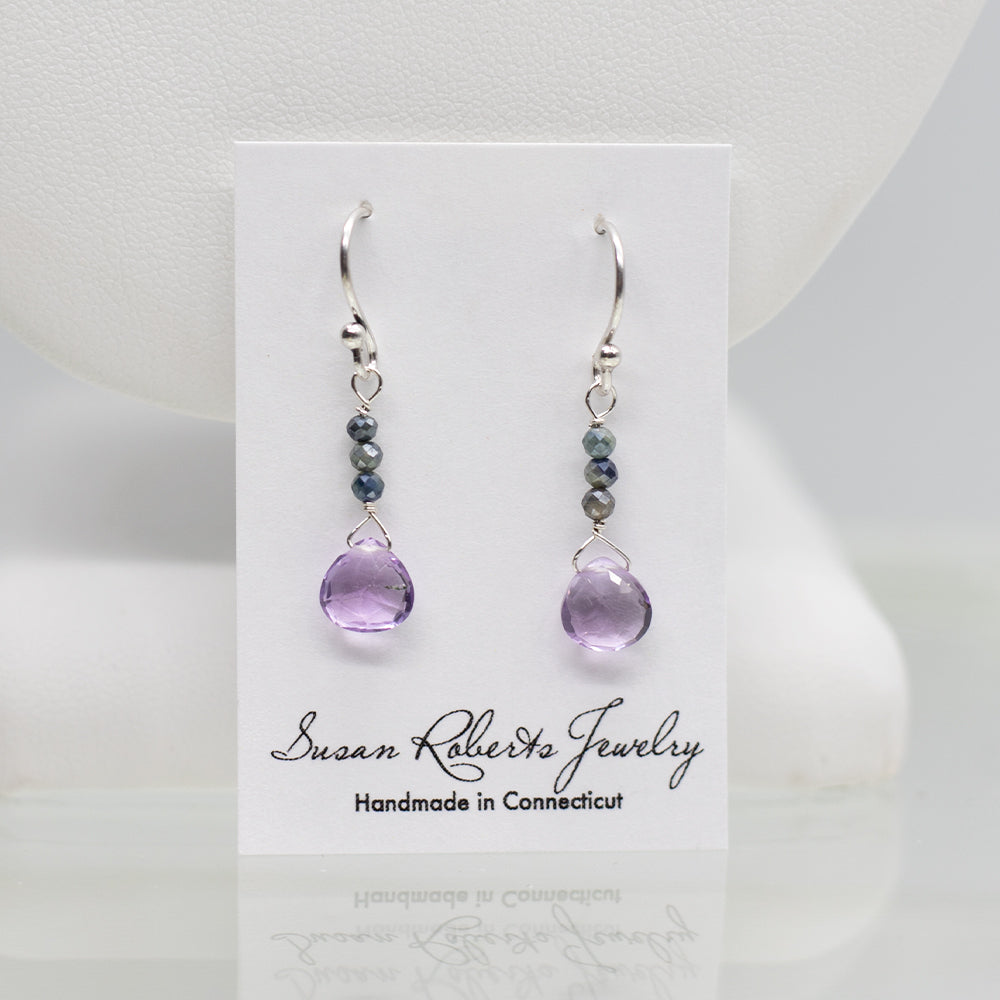 Amethyst & Pearl 2 Stone Silver Earrings – Susan Roberts Jewelry