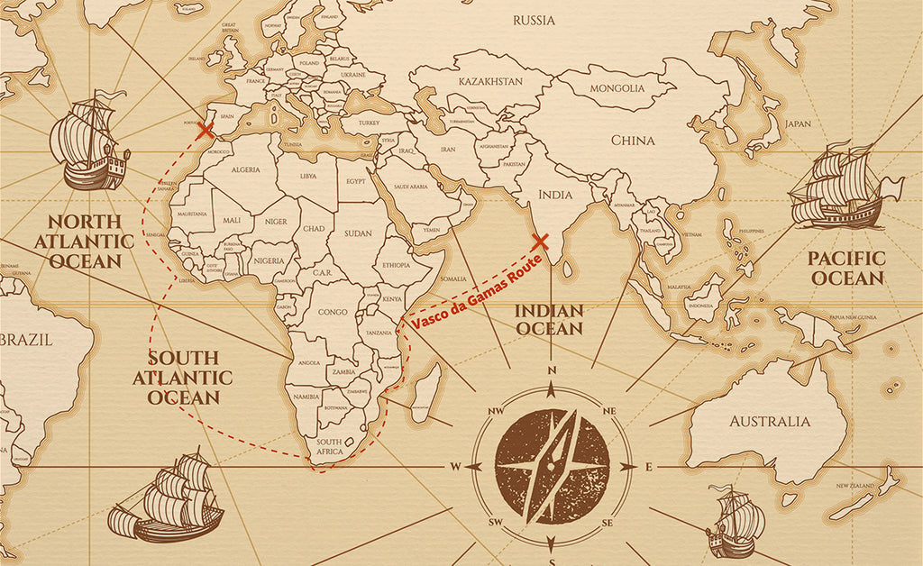 Seeroute Vasco da Gama 1498 von Portugal nach Indien