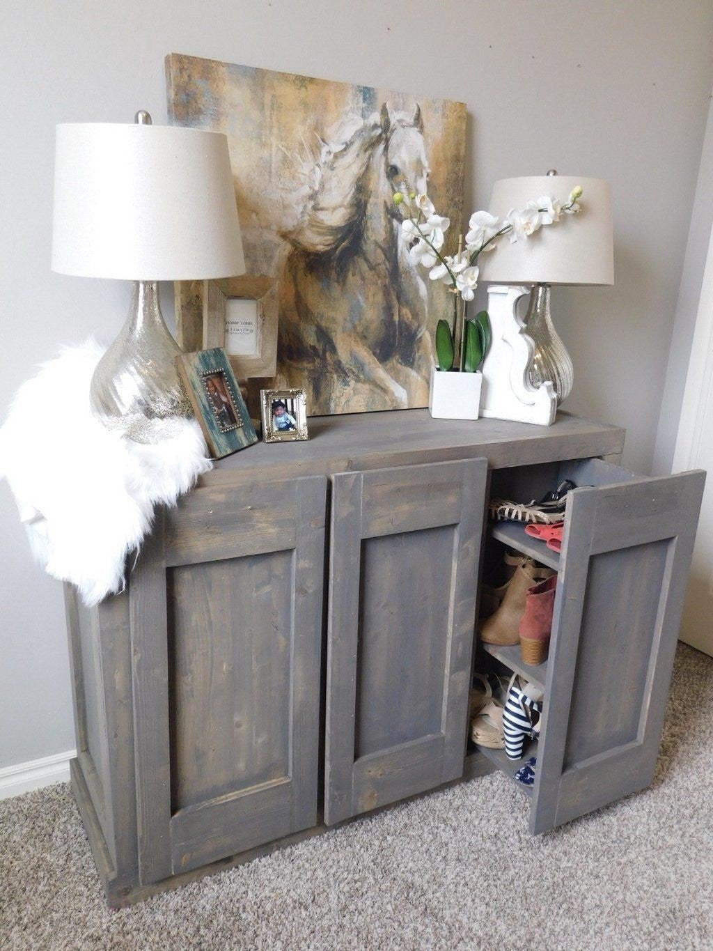 DIY Shoe Storage for a Split Level Entry - Lemon Thistle