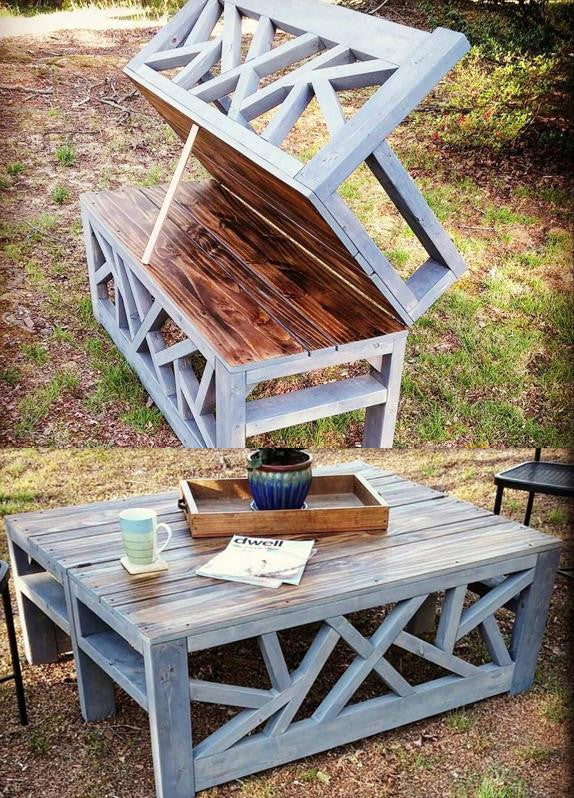 Outdoor Convertible Coffee Table and Bench - Handmade Haven