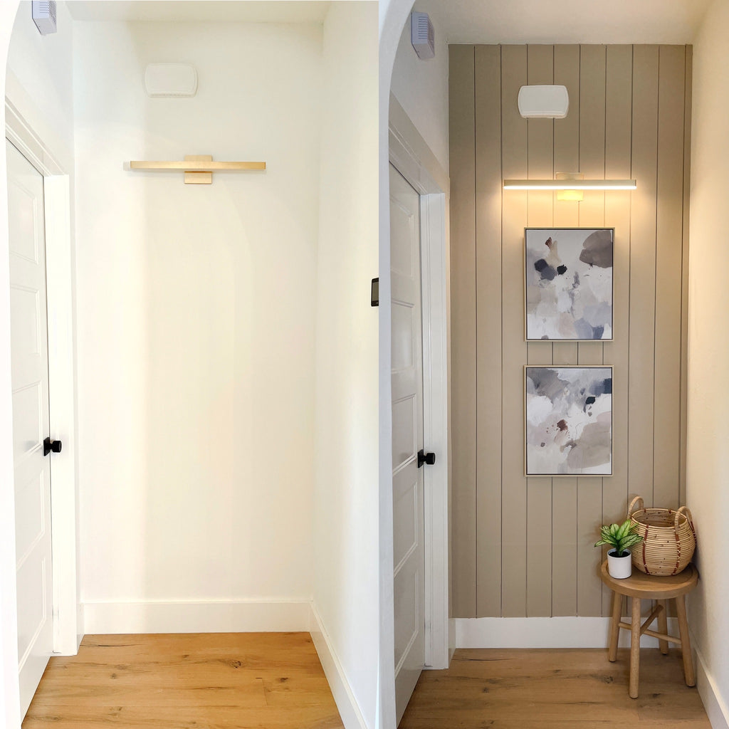 before and after installing shiplap