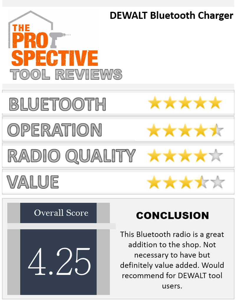 Dewalt Bluetooth Charger Tool Ratings