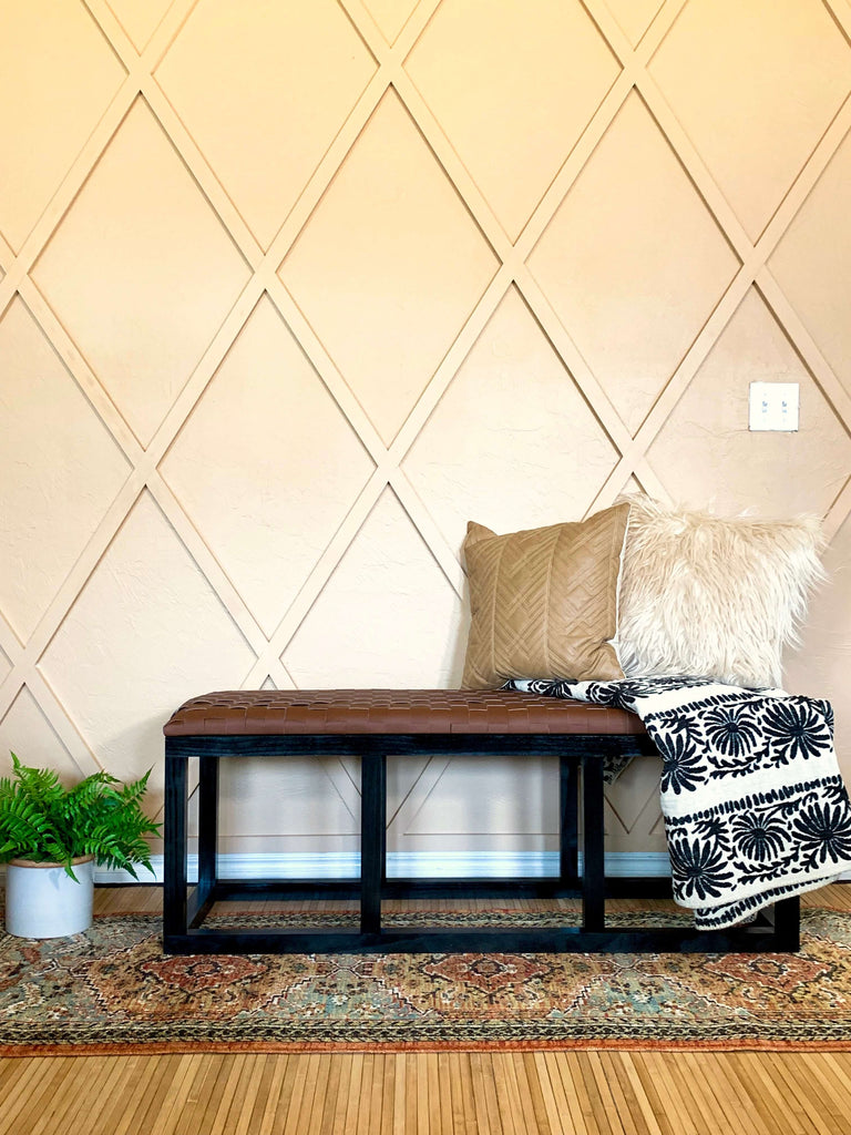 DIY Woven Leather Bench