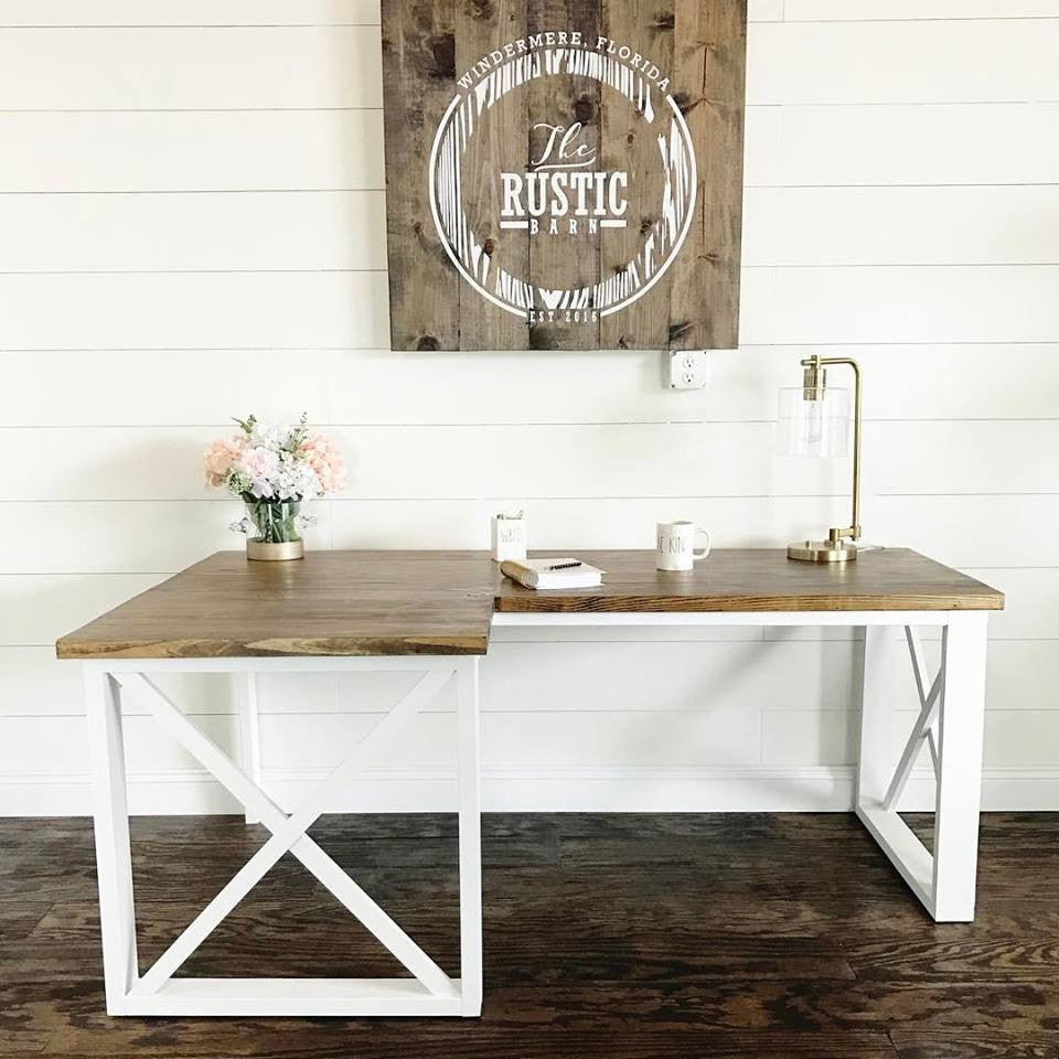 L Shaped Double X Desk Featuring Handmade Haven And The Rustic
