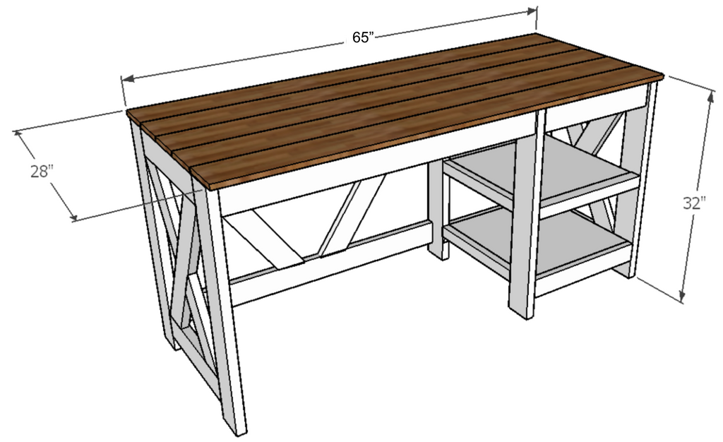 Farmhouse X Office Desk DIY Woodworking Plans - Handmade ...