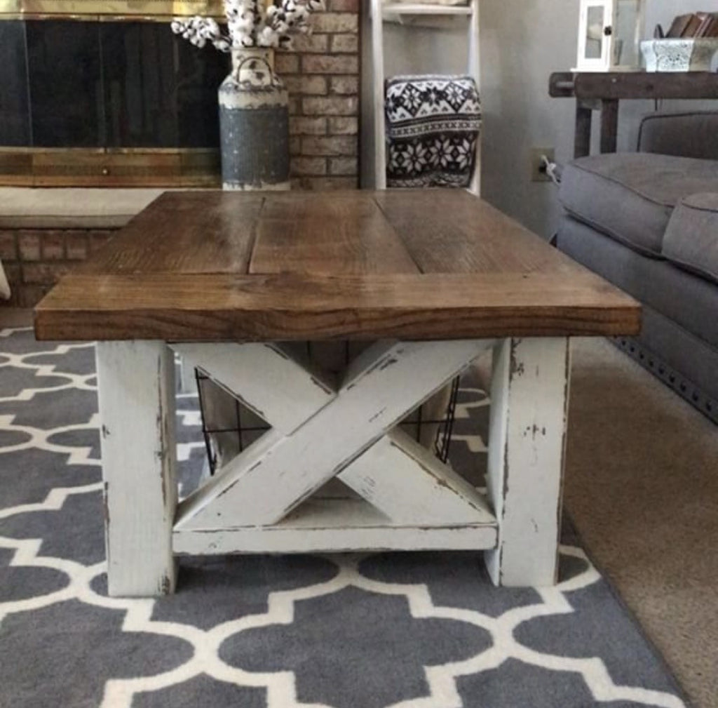 DIY Chunky Farmhouse Coffee Table - DIY Woodworking Plans