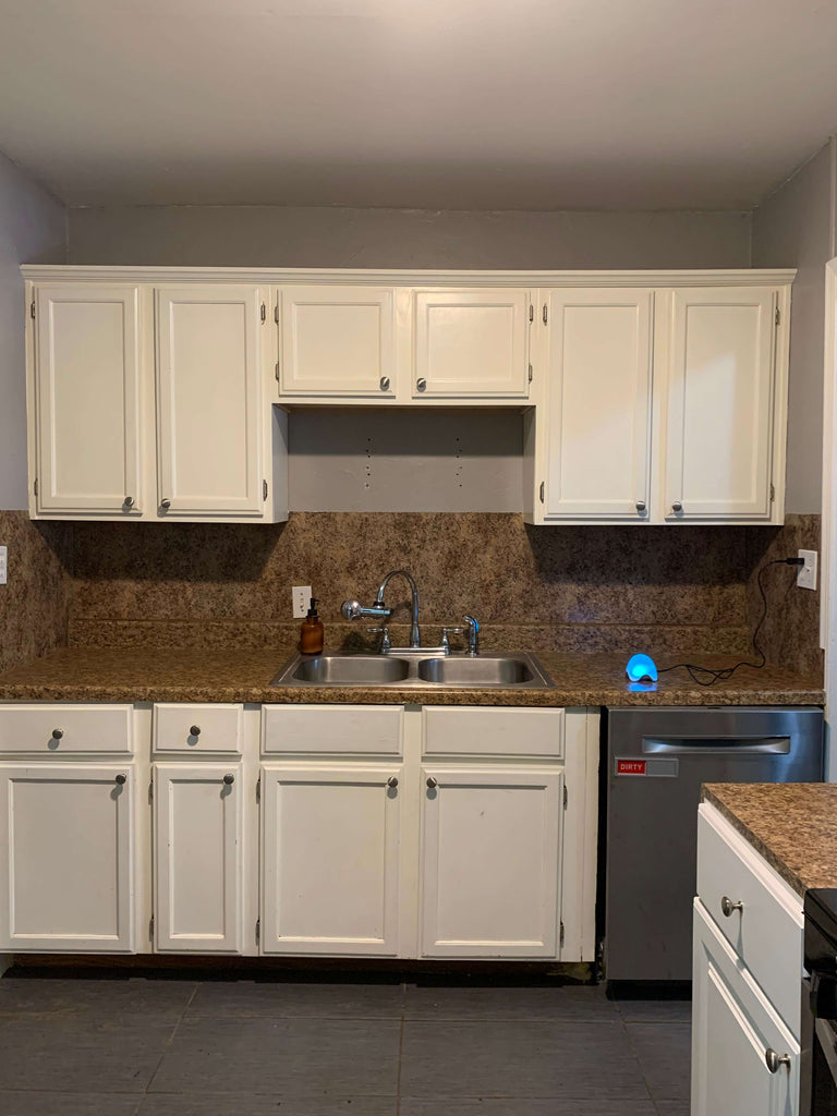 Kitchen with white cabinets