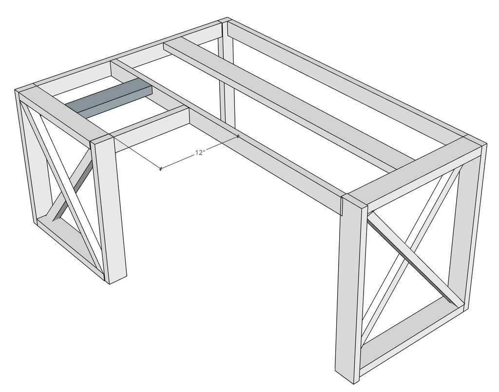 L Shaped Double X Desk Handmade Haven Diy