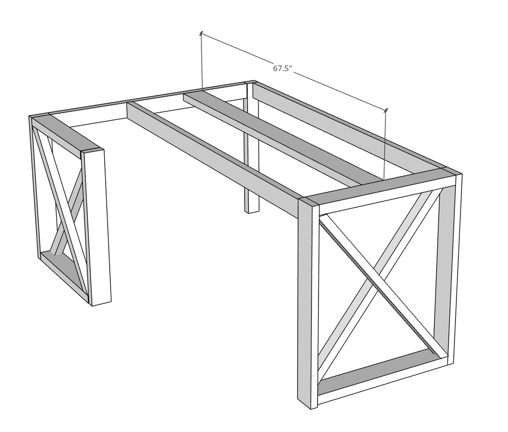 L Shaped Double X Desk Handmade Haven Diy