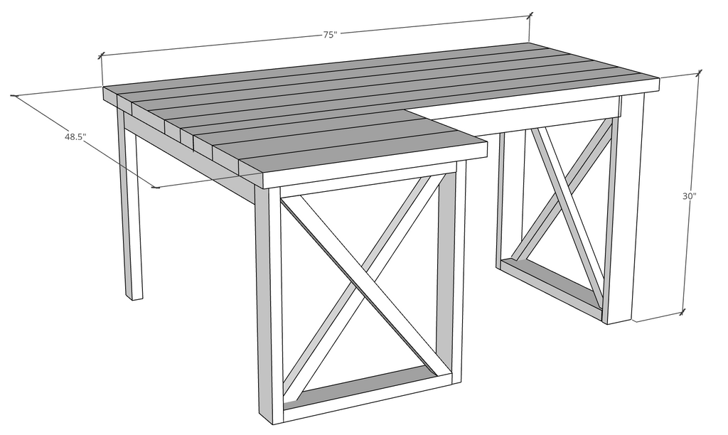 L Shaped Double X Desk Handmade Haven Diy